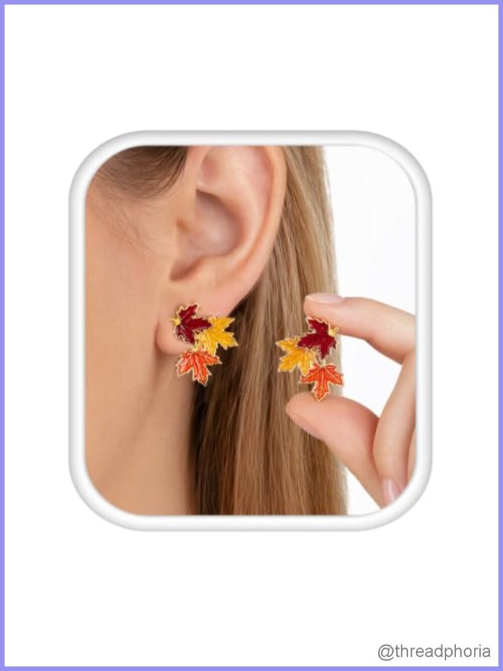 Maple Leaf Stud Earrings Polished Alloy Fall Autumn Jewelry for Women